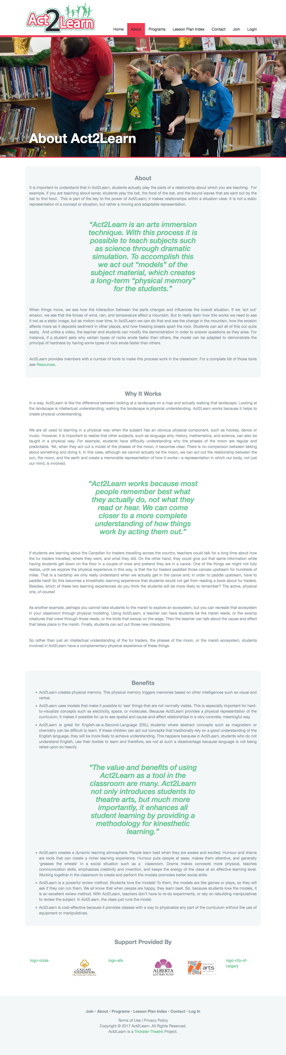 Screenshot 2018 09 30 About Act2Learn Act2Learn